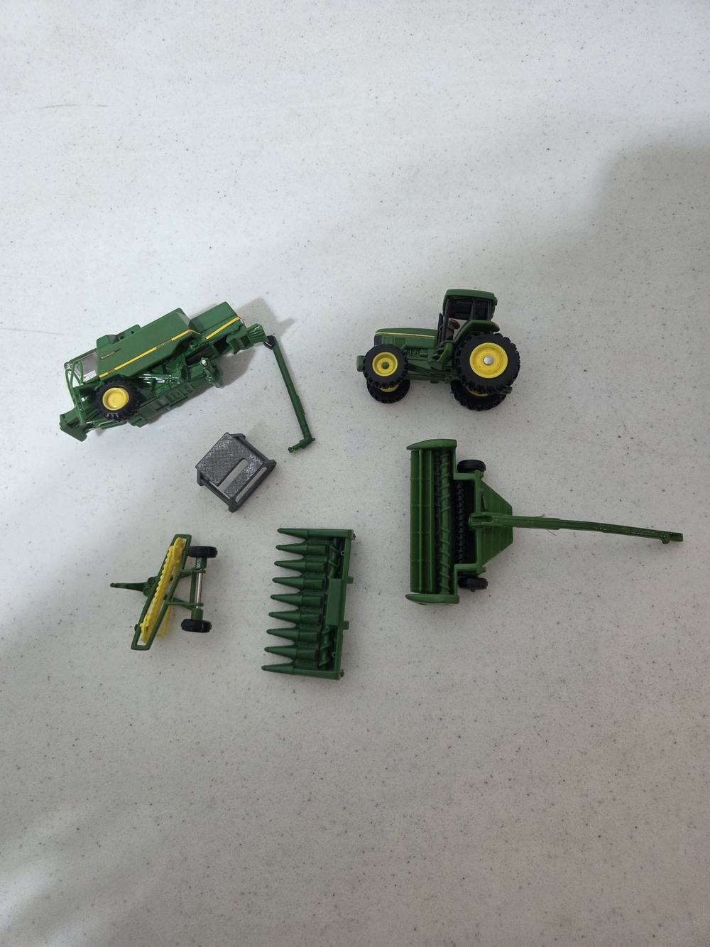 John Deere Green Farm Toy Set - Kids Tractor and Harvesting Attachments